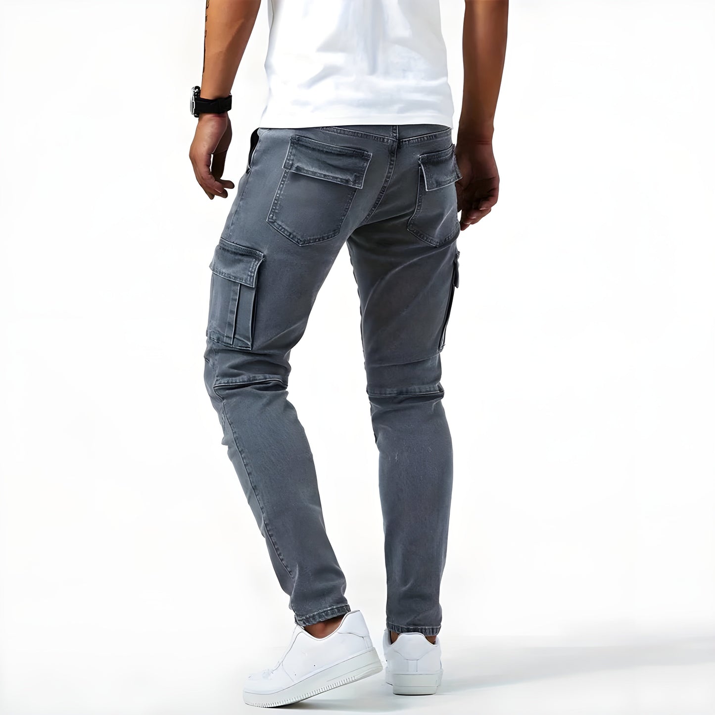 Barberries | Stretch denim cargo pants for men